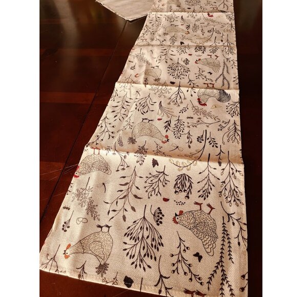 Farmhouse Table Runner Rooster Decor Decorative Cloth Country Cottage Decoration - Picture 4 of 10